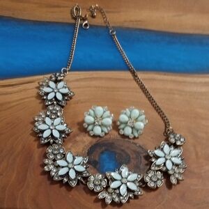 Vintage Floral Statement Necklace and Earring Set